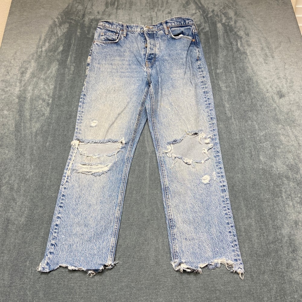 We The Free Baggy Boyfriend Jeans Womens 29 Blue Denim Cotton Stretch Distressed